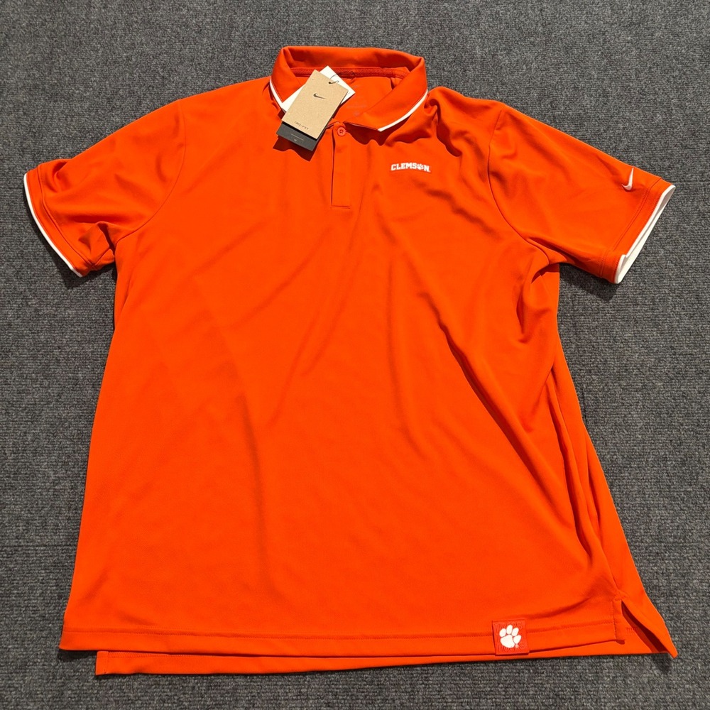 Nike Clemson Tigers Dri-FIT UV Polo Shirt Mens XL Orange Short Sleeve Golf New